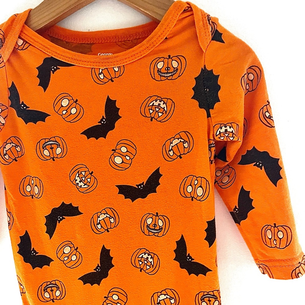 4/$20💥🎃 NEW Halloween Baby Bodysuit, Unisex, Jack O'Lanterns & Bats, Long Sleeve